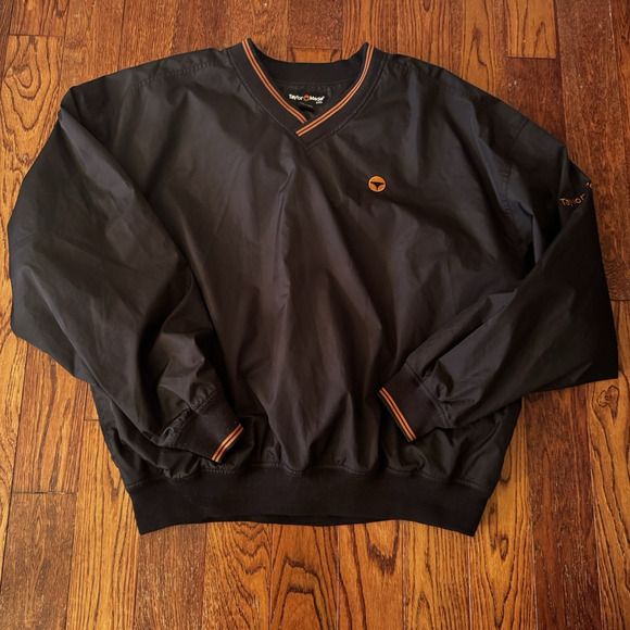 TaylorMade Golf Pullover Jacket XXL Black Orange Logo Windbreaker Vintage - Picture 6 of 12